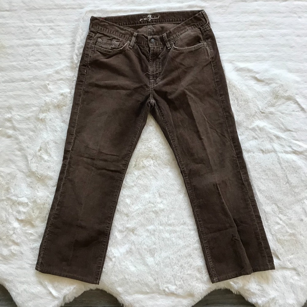 7 For All Mankind Kimmie Brown Corduroy Bootcut Jeans Womens 33 Made in USA